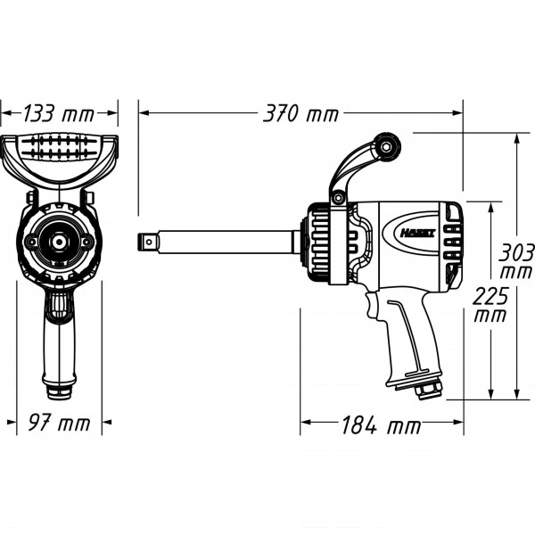 Hazet 9013LGTT Slagmoersleutel 3/4" 3.800 Nm 4 Hazet 9013LGTT Slagmoersleutel 3/4" 3.800 Nm - Afbeelding 2