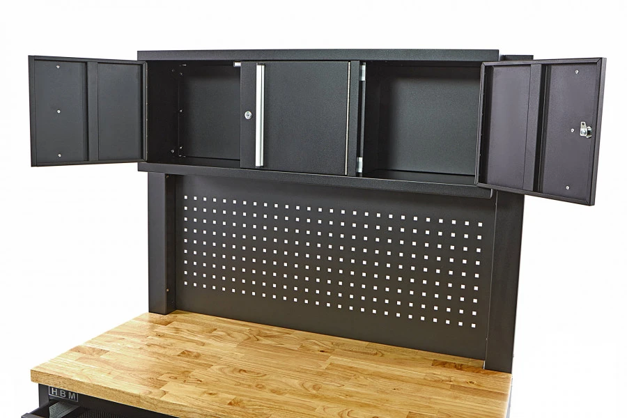 HBM Gereedschapswagen Met Kastenwand, Houten Werkblad, 122 Cm, Zwart 8 HBM Gereedschapswagen Met Kastenwand, Houten Werkblad, 122 Cm, Zwart - Afbeelding 6