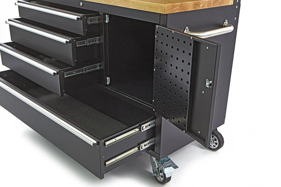 HBM Gereedschapswagen Met Kastenwand, Houten Werkblad, 122 Cm, Zwart 9 HBM Gereedschapswagen Met Kastenwand, Houten Werkblad, 122 Cm, Zwart - Afbeelding 7