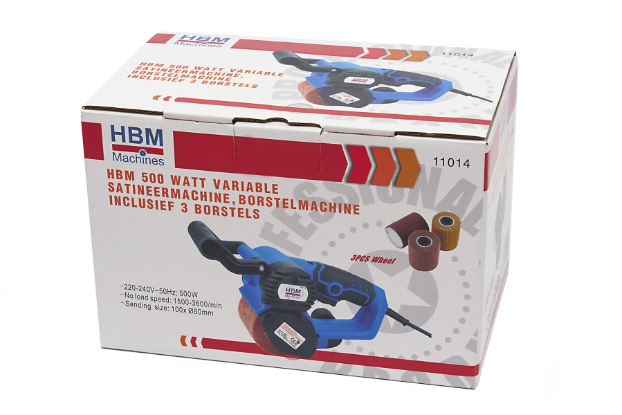 HBM 500 Watt Variable Satineermachine, Borstelmachine Inclusief 3 Borstels 12 HBM 500 Watt Variable Satineermachine, Borstelmachine Inclusief 3 Borstels - Afbeelding 10