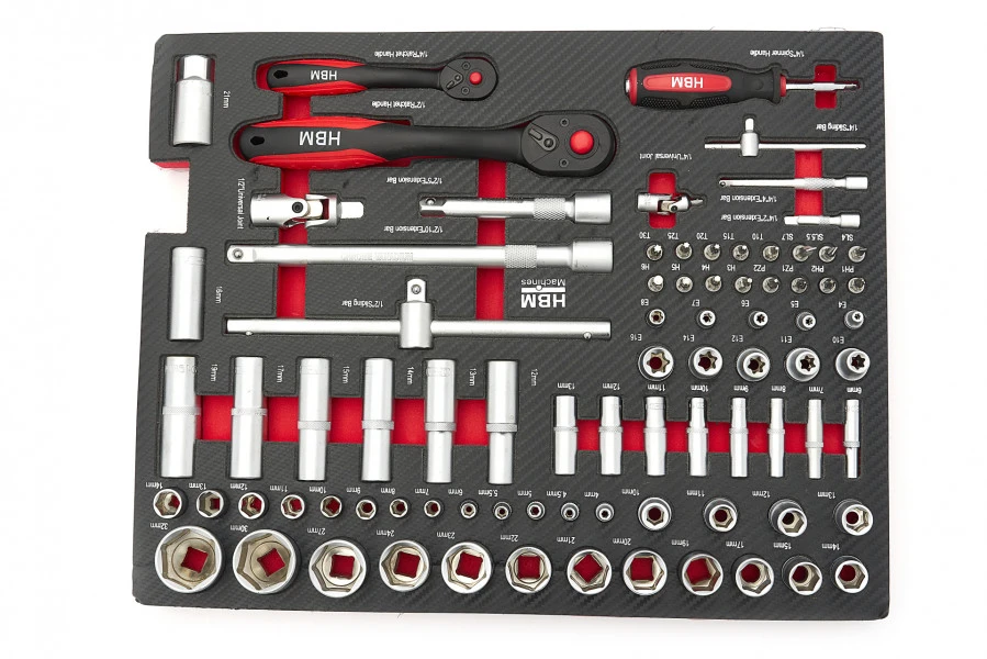 HBM Professionele 238 Delige Gereedschapskoffer, Gereedschapstrolly Met Carbon Inlays 7 HBM Professionele 238 Delige Gereedschapskoffer, Gereedschapstrolly Met Carbon Inlays - Afbeelding 5