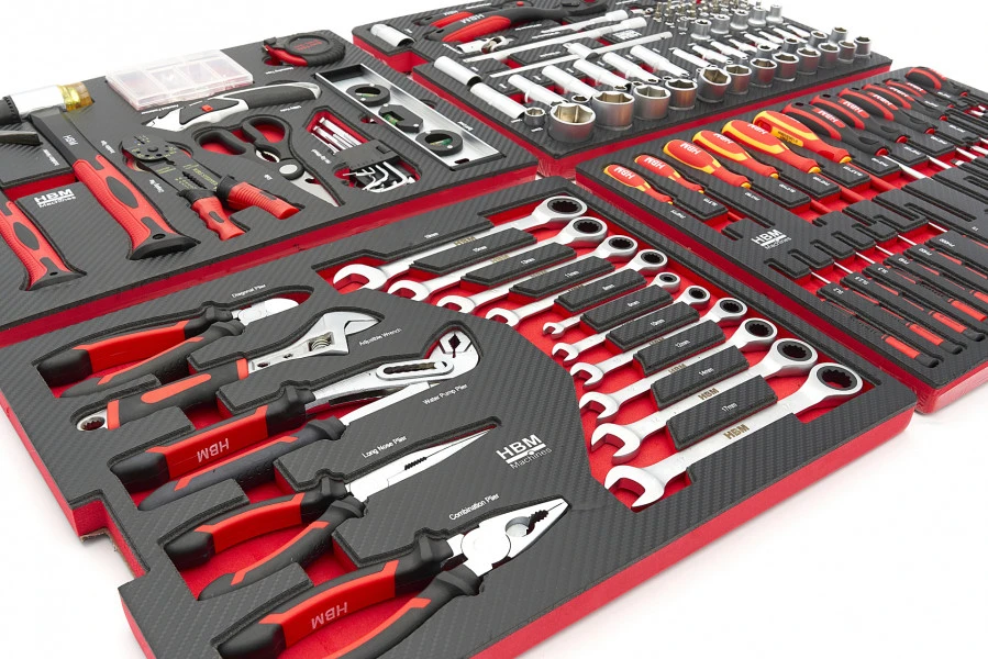 HBM Professionele 238 Delige Gereedschapskoffer, Gereedschapstrolly Met Carbon Inlays 6 HBM Professionele 238 Delige Gereedschapskoffer, Gereedschapstrolly Met Carbon Inlays - Afbeelding 4