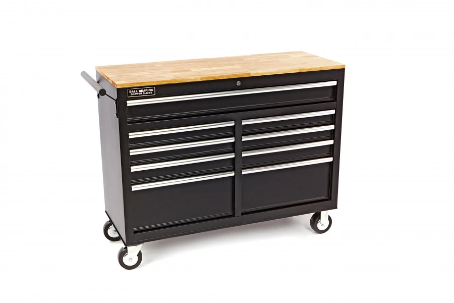 HBM Verrijdbare Gereedschapswagen Met Houten Werkblad - 117 Cm - Zwart 3 HBM Verrijdbare Gereedschapswagen Met Houten Werkblad - 117 Cm - Zwart