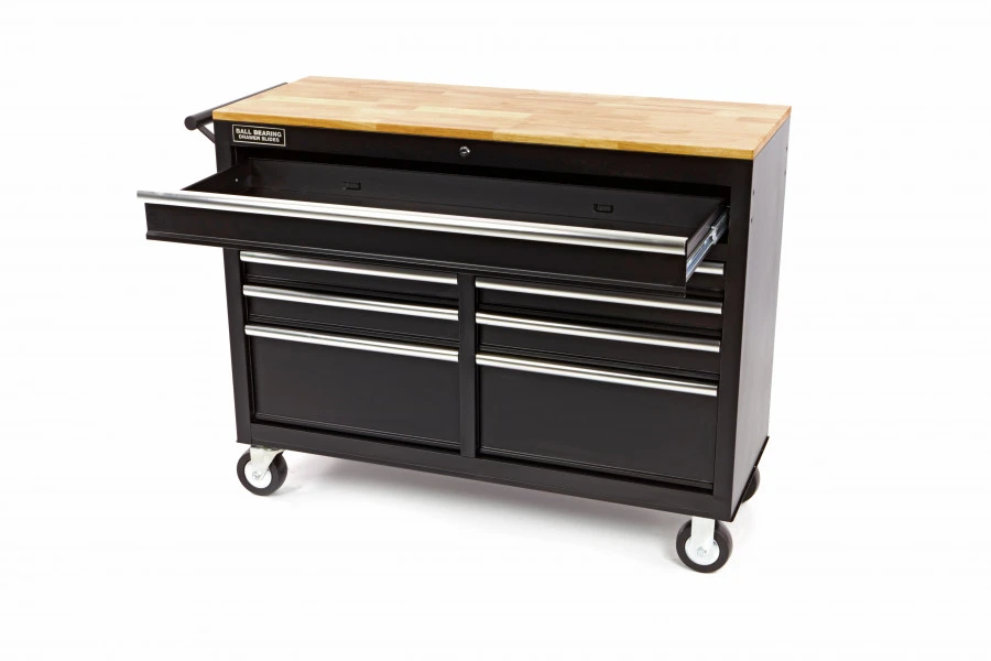 HBM Verrijdbare Gereedschapswagen Met Houten Werkblad - 117 Cm - Zwart 6 HBM Verrijdbare Gereedschapswagen Met Houten Werkblad - 117 Cm - Zwart - Afbeelding 4