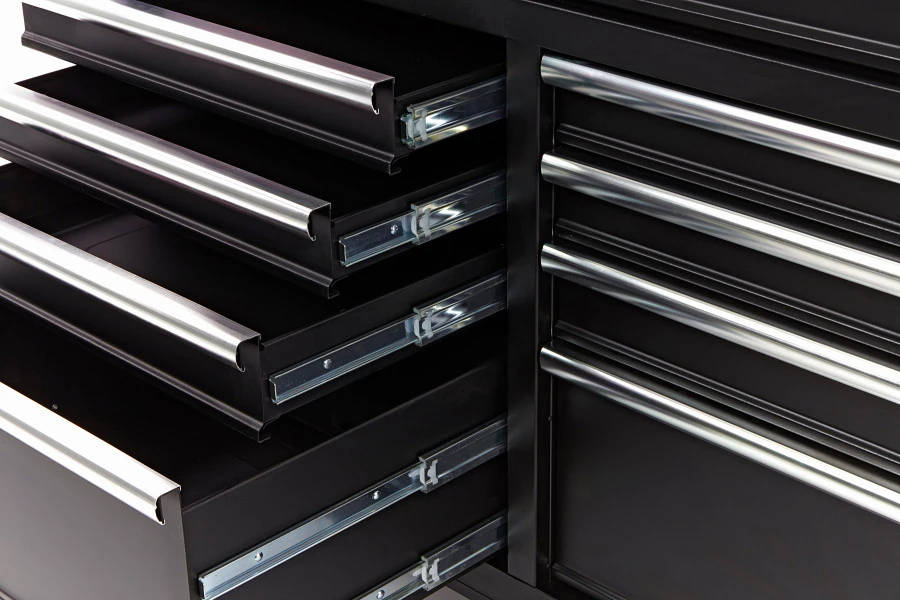 HBM Verrijdbare Gereedschapswagen Met Houten Werkblad - 117 Cm - Zwart 7 HBM Verrijdbare Gereedschapswagen Met Houten Werkblad - 117 Cm - Zwart - Afbeelding 5