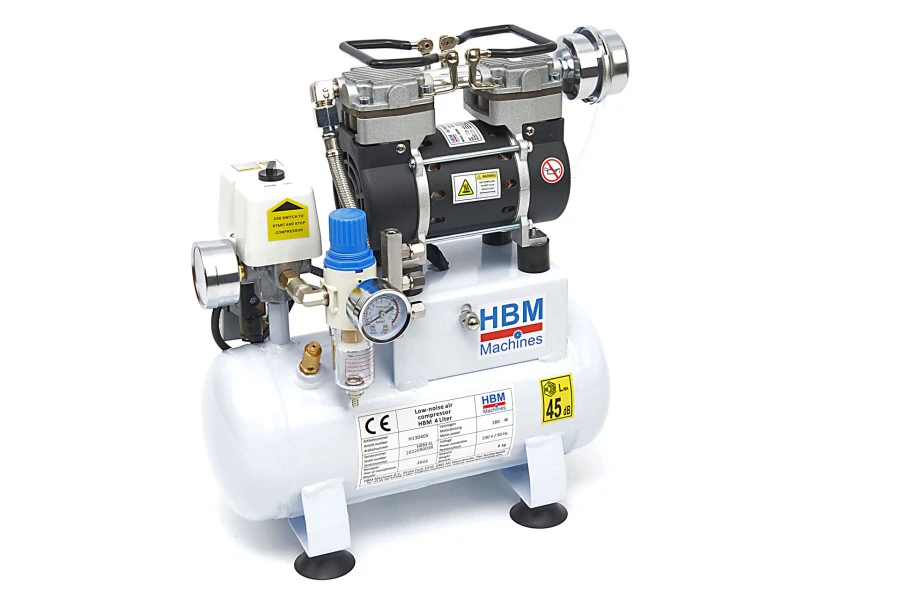 HBM Low Noise Airbrush Compressor 4 Liter, Model 2 4 HBM Low Noise Airbrush Compressor 4 Liter, Model 2 - Afbeelding 2