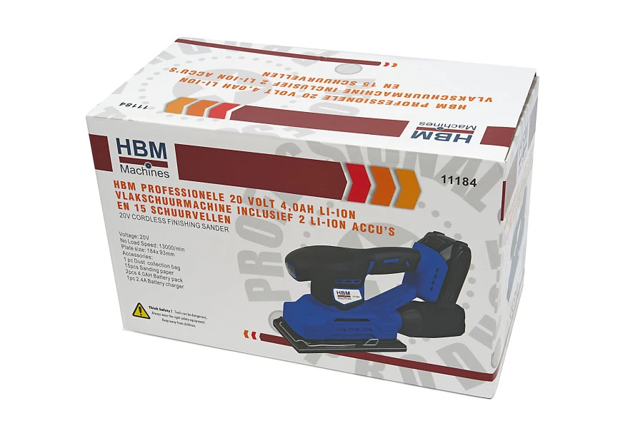 HBM Professionele 20 Volt 4,0AH Lion Vlakschuurmachine Inclusief 2 Lion Accu's En 15 Schuurvellen 18 HBM Professionele 20 Volt 4,0AH Lion Vlakschuurmachine Inclusief 2 Lion Accu's En 15 Schuurvellen - Afbeelding 16