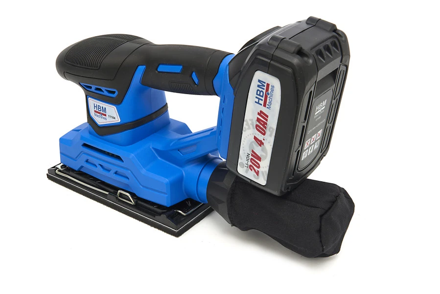HBM Professionele 20 Volt 4,0AH Lion Vlakschuurmachine Inclusief 2 Lion Accu's En 15 Schuurvellen 3 HBM Professionele 20 Volt 4,0AH Lion Vlakschuurmachine Inclusief 2 Lion Accu's En 15 Schuurvellen